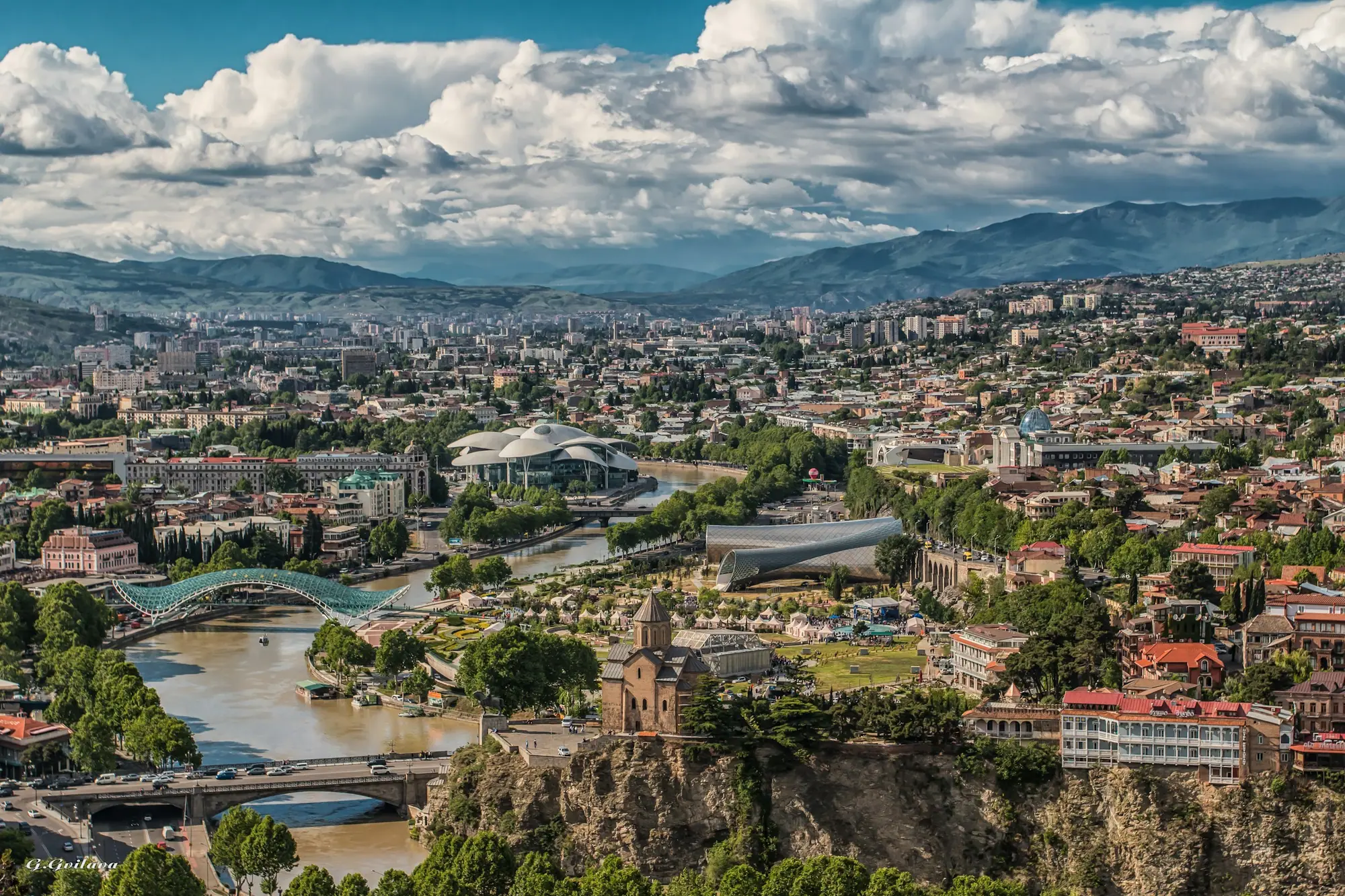 Tbilisi from above, with Narikala Fortress and the old town by the Mtkvari River